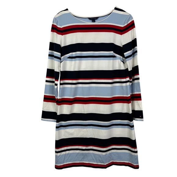 5 for $25| Tommy Hilfiger Striped 3/4 Sleeve Striped Tee Dress Size M - Picture 1 of 9